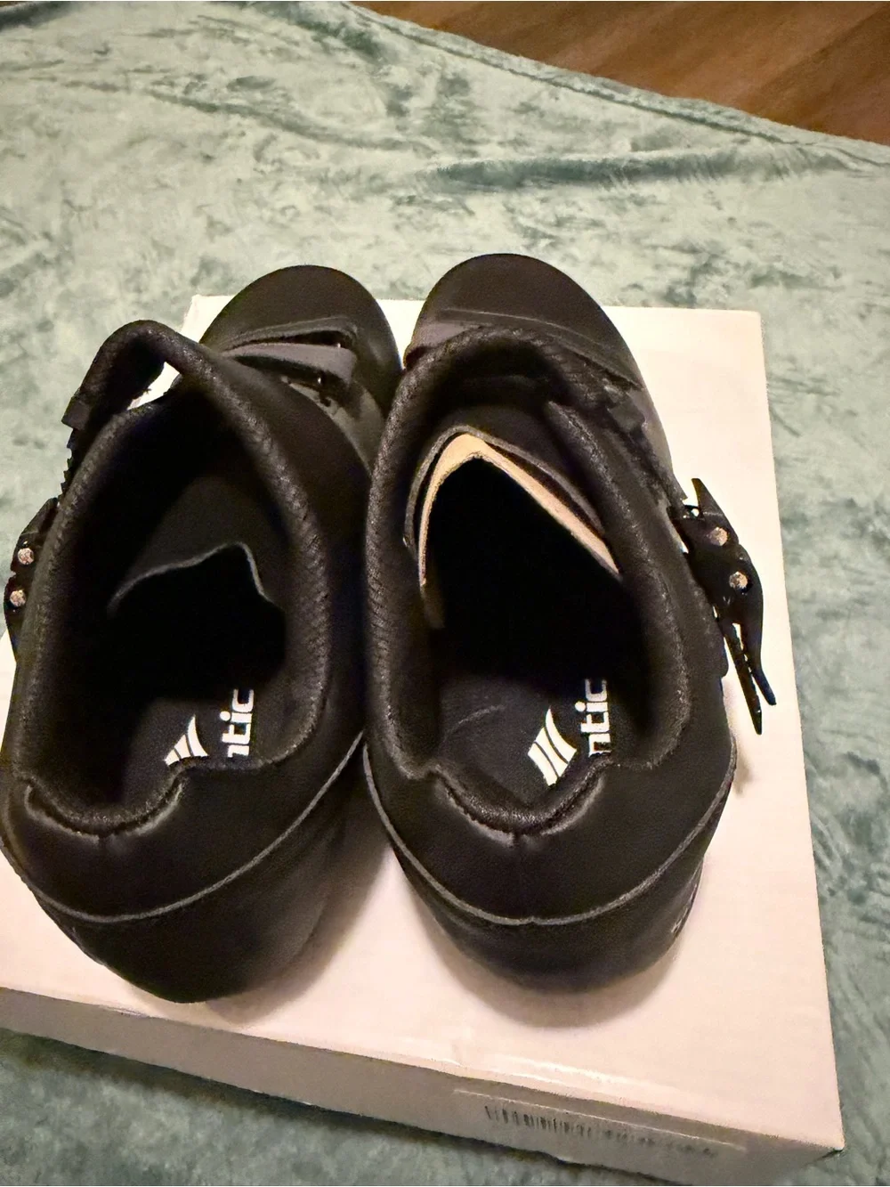 Kids Black Athletic Shoes with Iridescent Straps